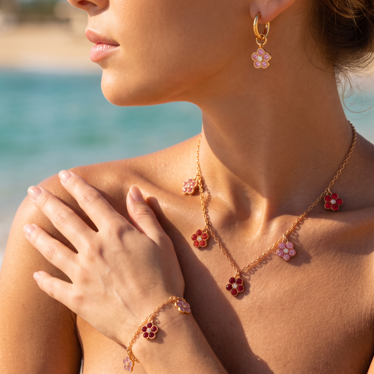 ❤️Parure rose et rouge🩷