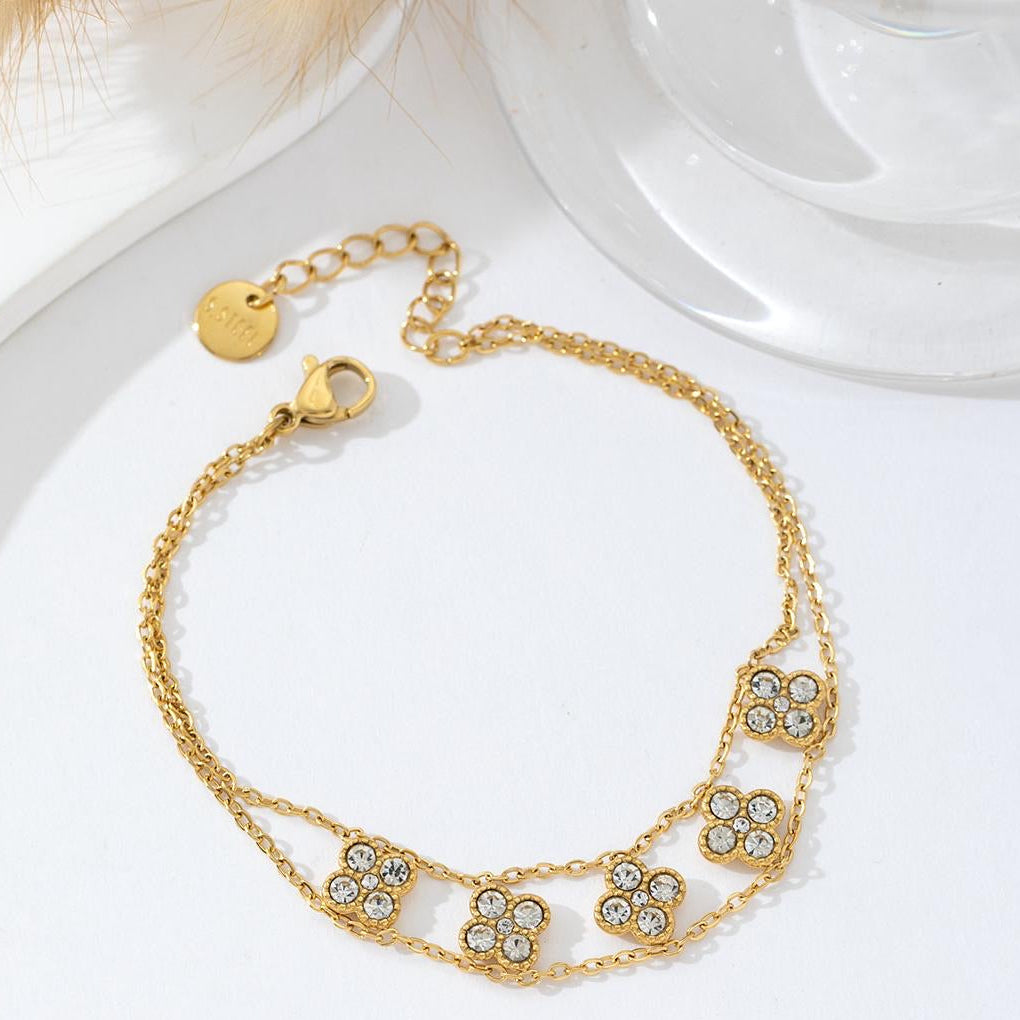 Bracelet doré fleurs