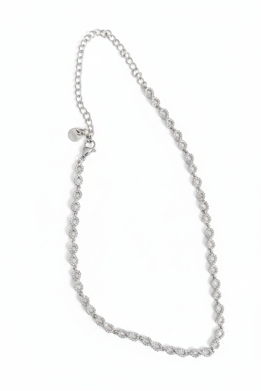 Collier argenté mailles marine