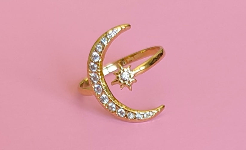 Bague dorée lune