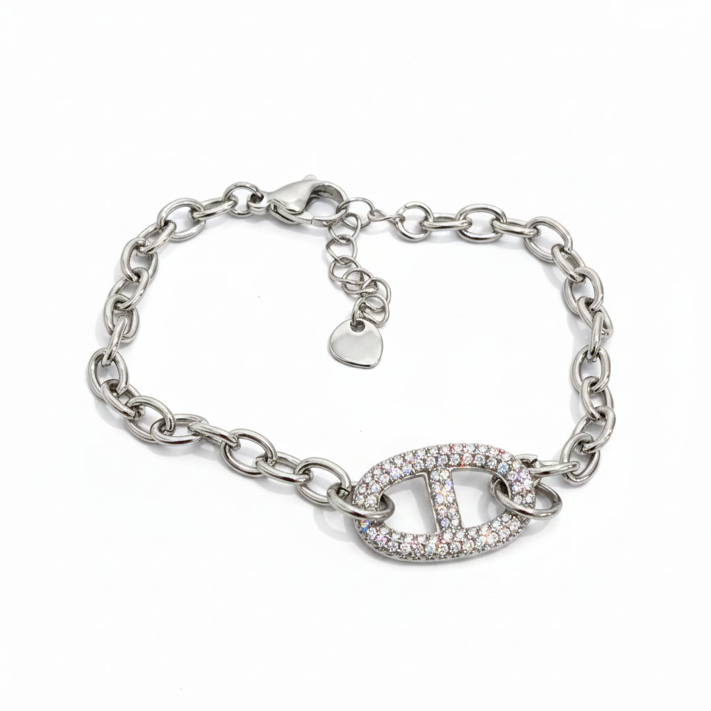 Bracelet argenté maille marine✨