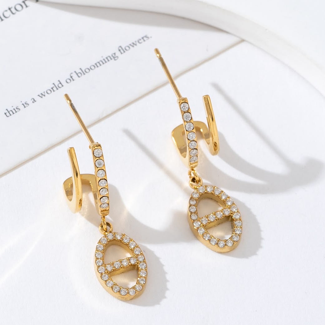 Boucles d'oreilles dorées mailles marine🩷✨