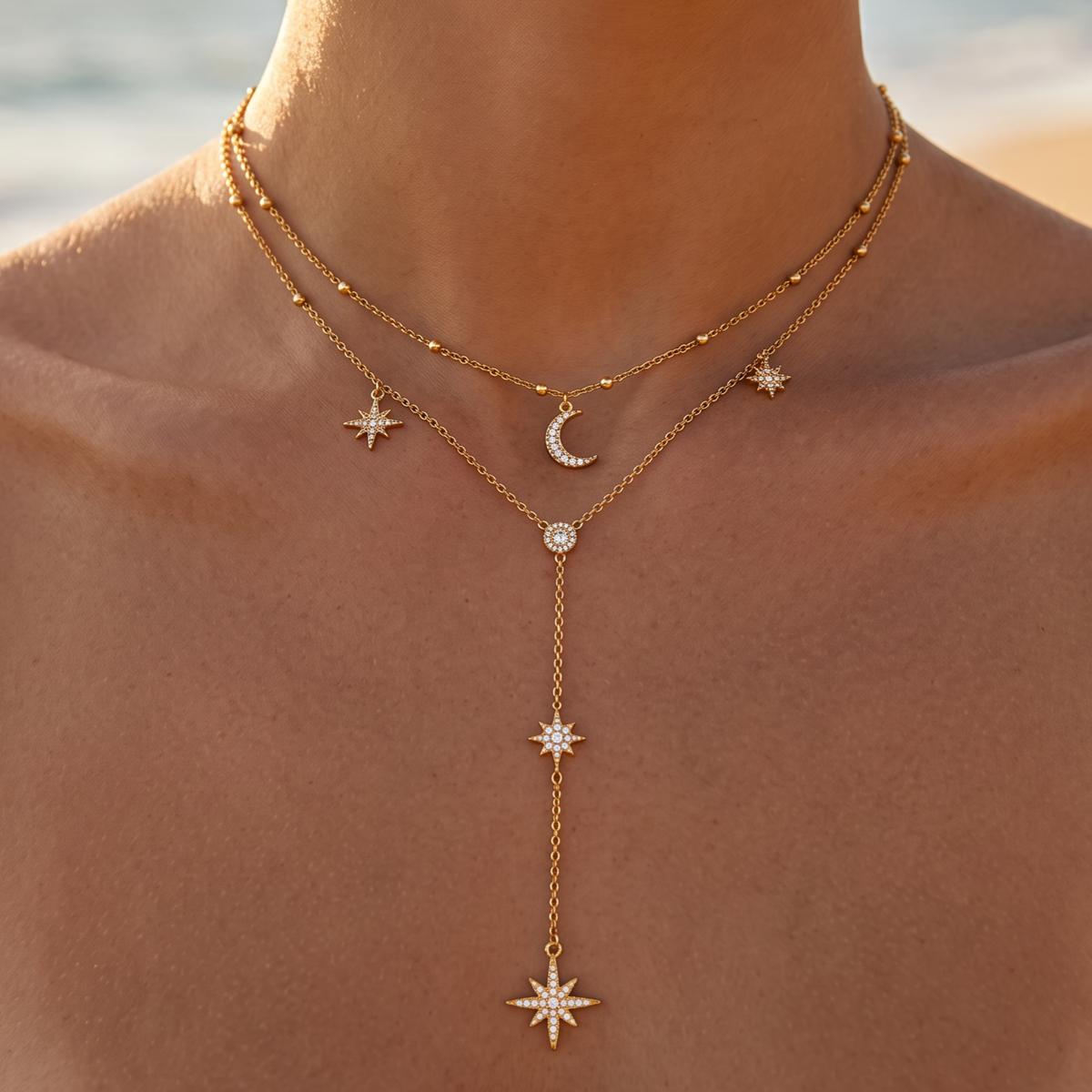 Collier double étoiles