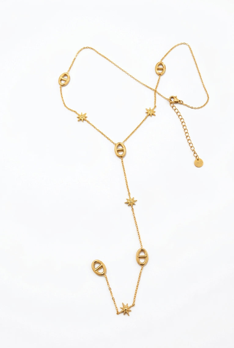 Collier doré mailles marine