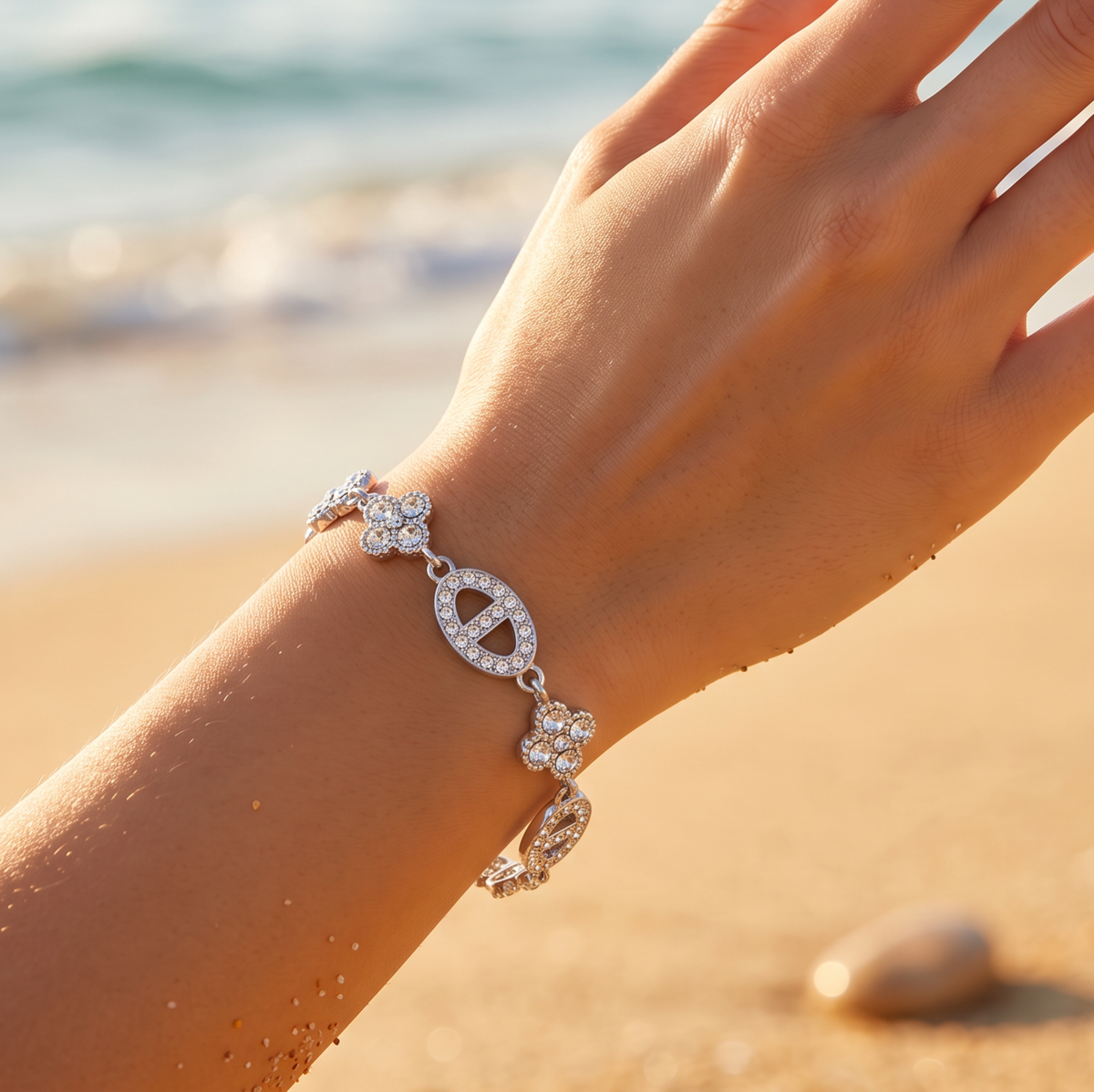 Bracelet doré mailles marine