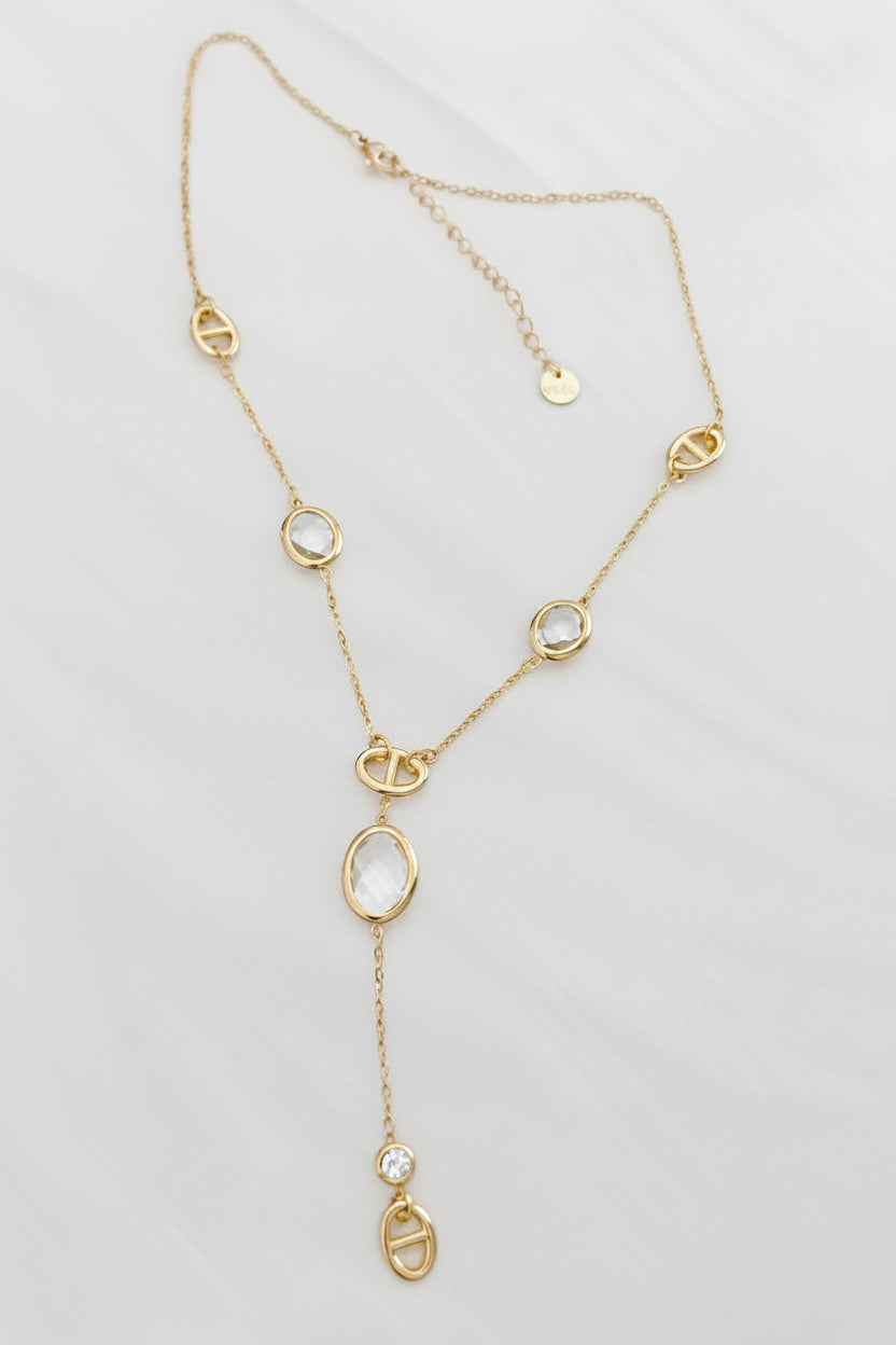Collier doré mailles marine