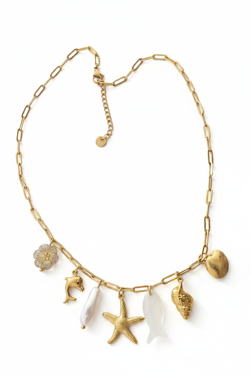 Collier doré breloques mer✨