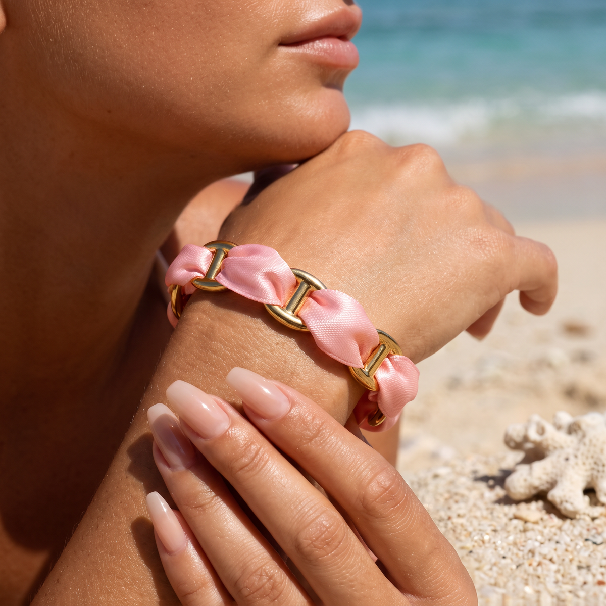 Jonc doré mailles marine