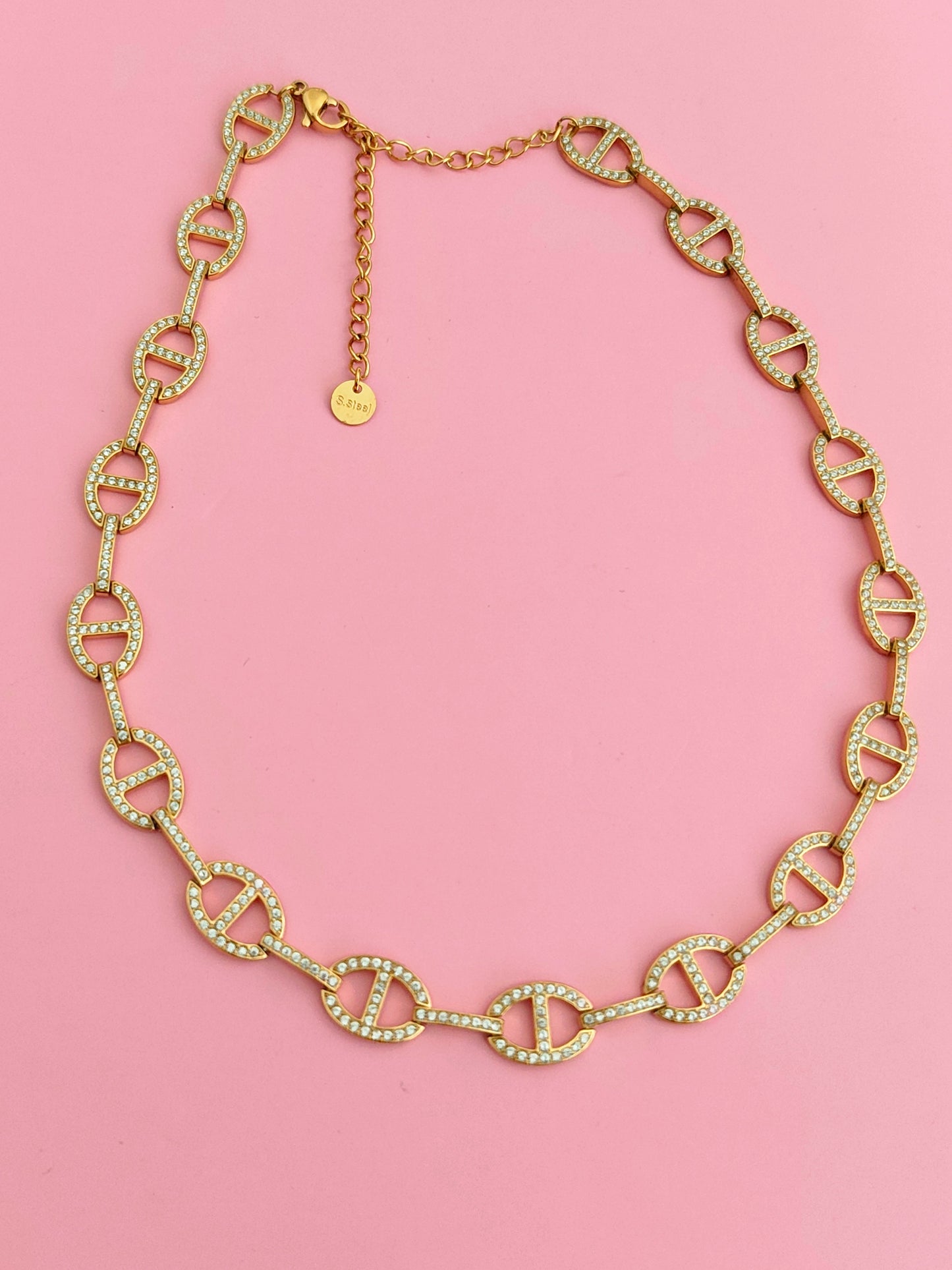 Collier doré mailles marine