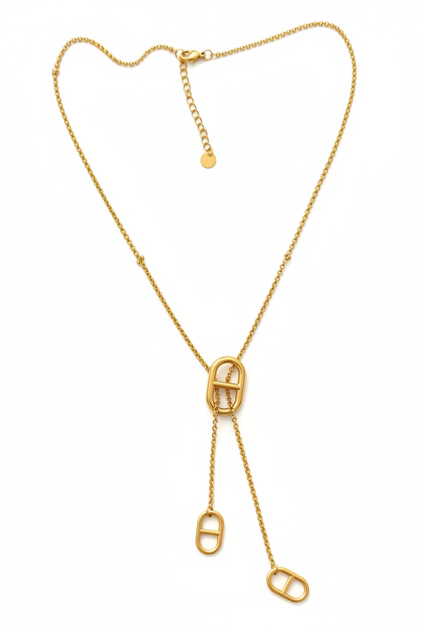 Collier doré mailles marine