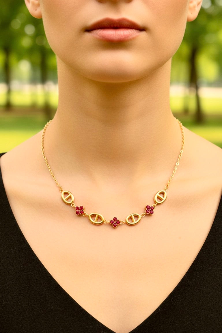 Collier doré fleurs ⭐