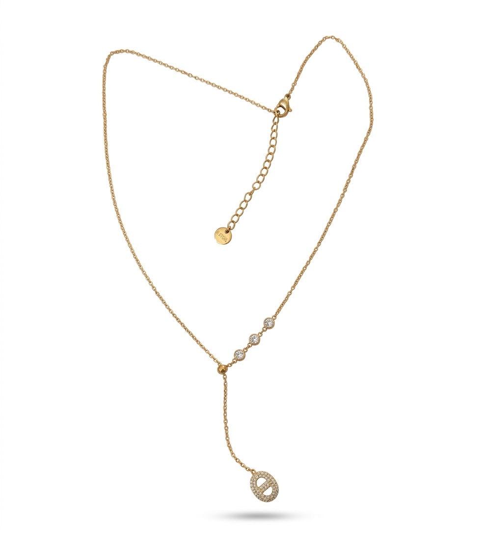Collier y doré mailles marine ⭐