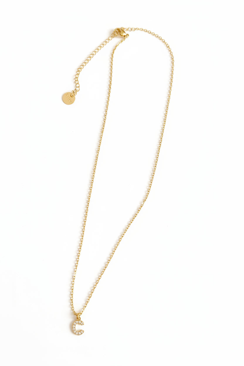 Collier doré initial C strass