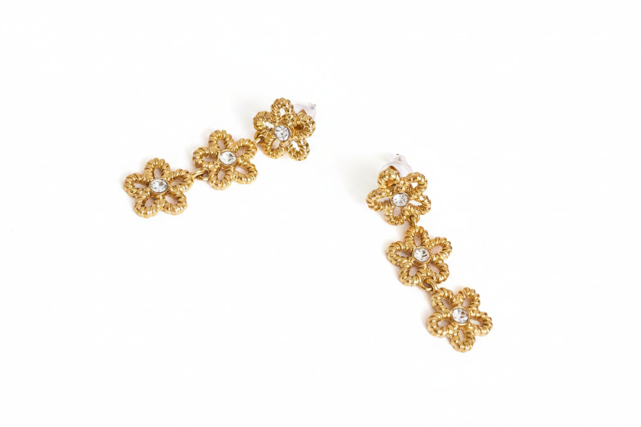 Boucles d'oreilles dorées fleurs