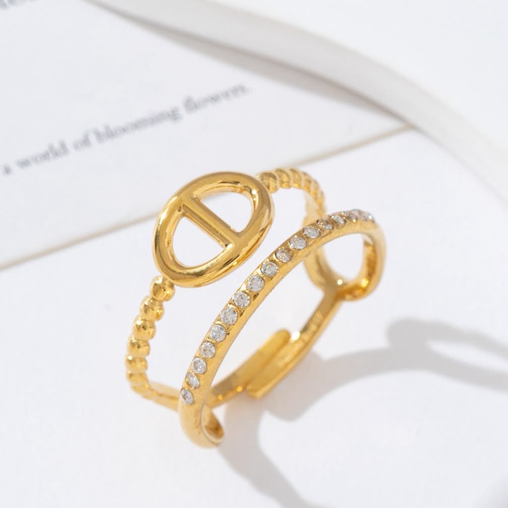 Bague dorée maille marine