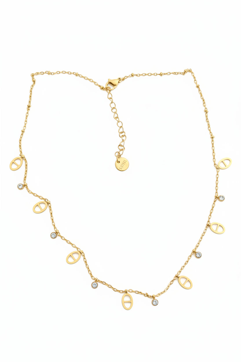 Collier doré mailles marine