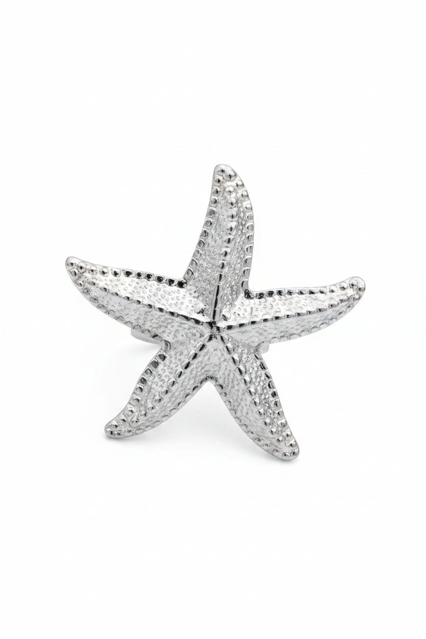 Bague argentée étoile de mer