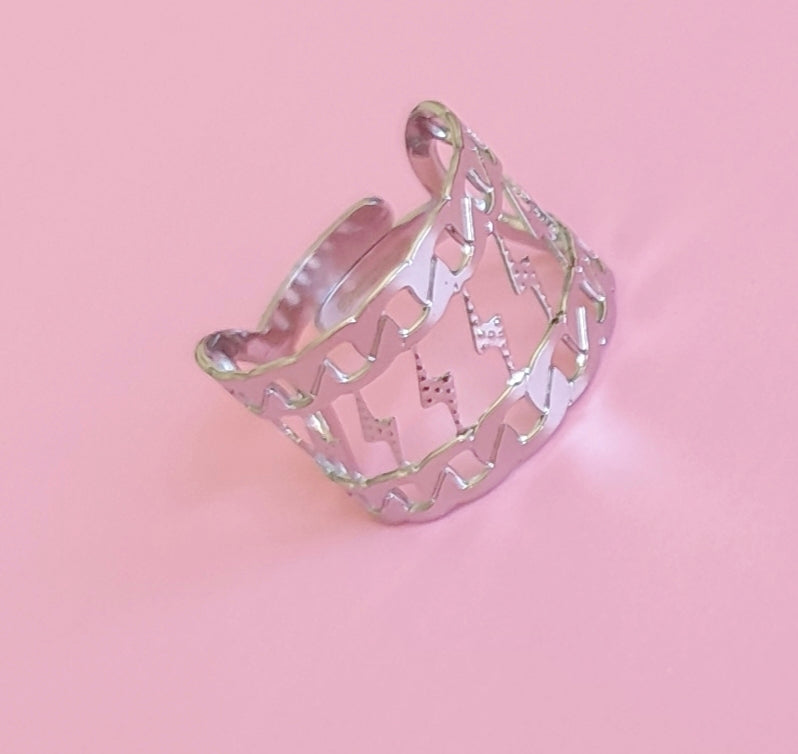 Bague argenté éclairs