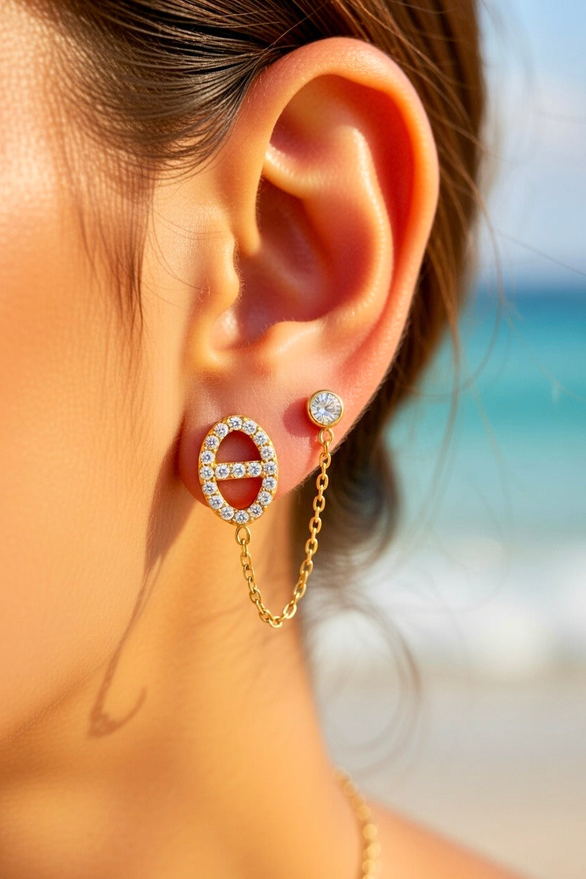 boucles d'oreilles dorées maille marine