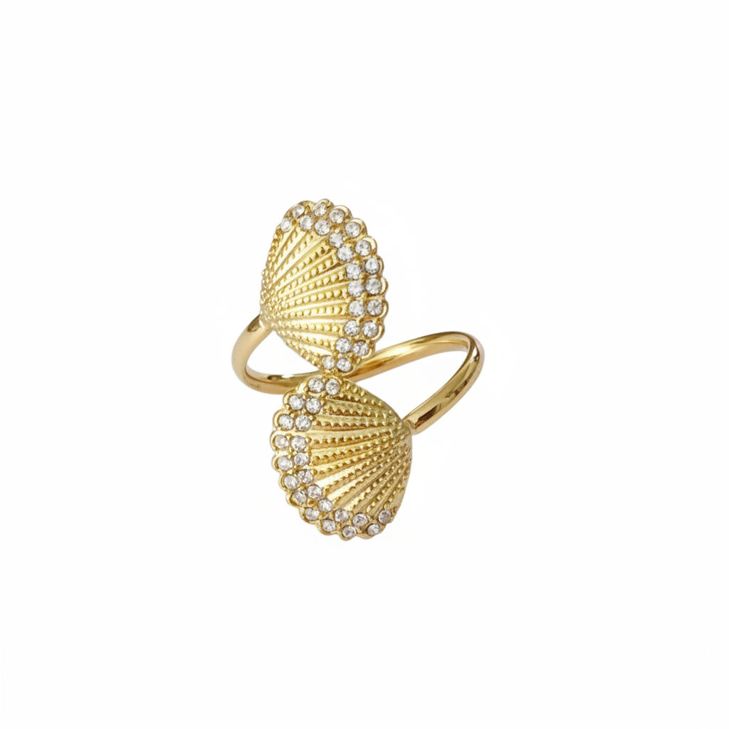 Bague dorée coquillages