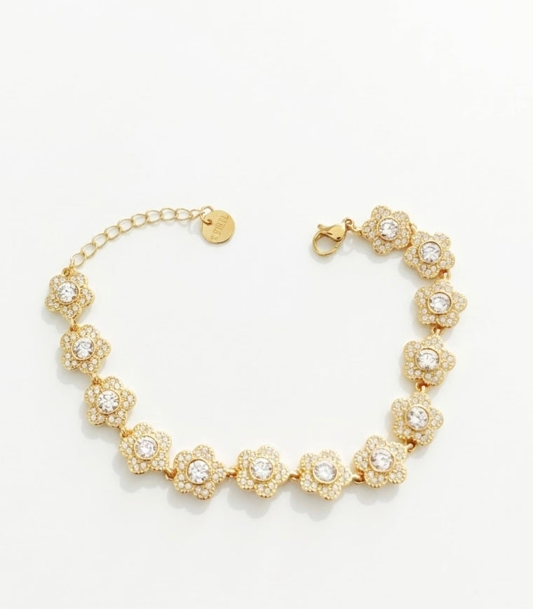 Bracelet doré fleurs