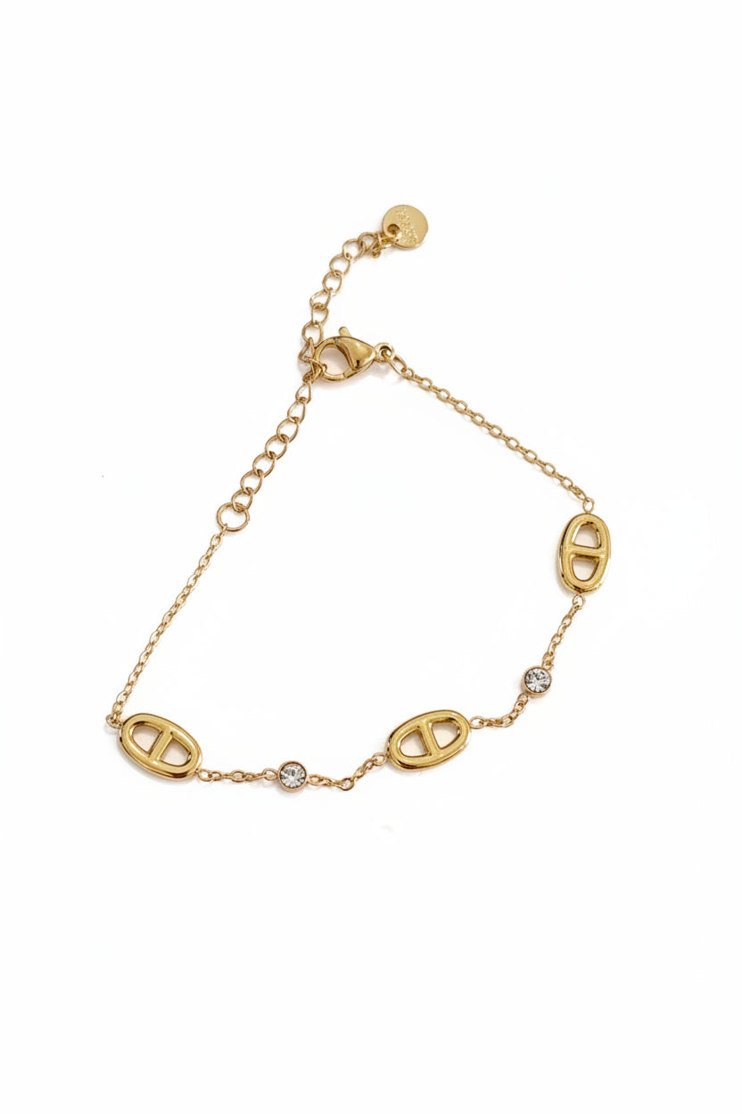 Bracelet doré mailles marine