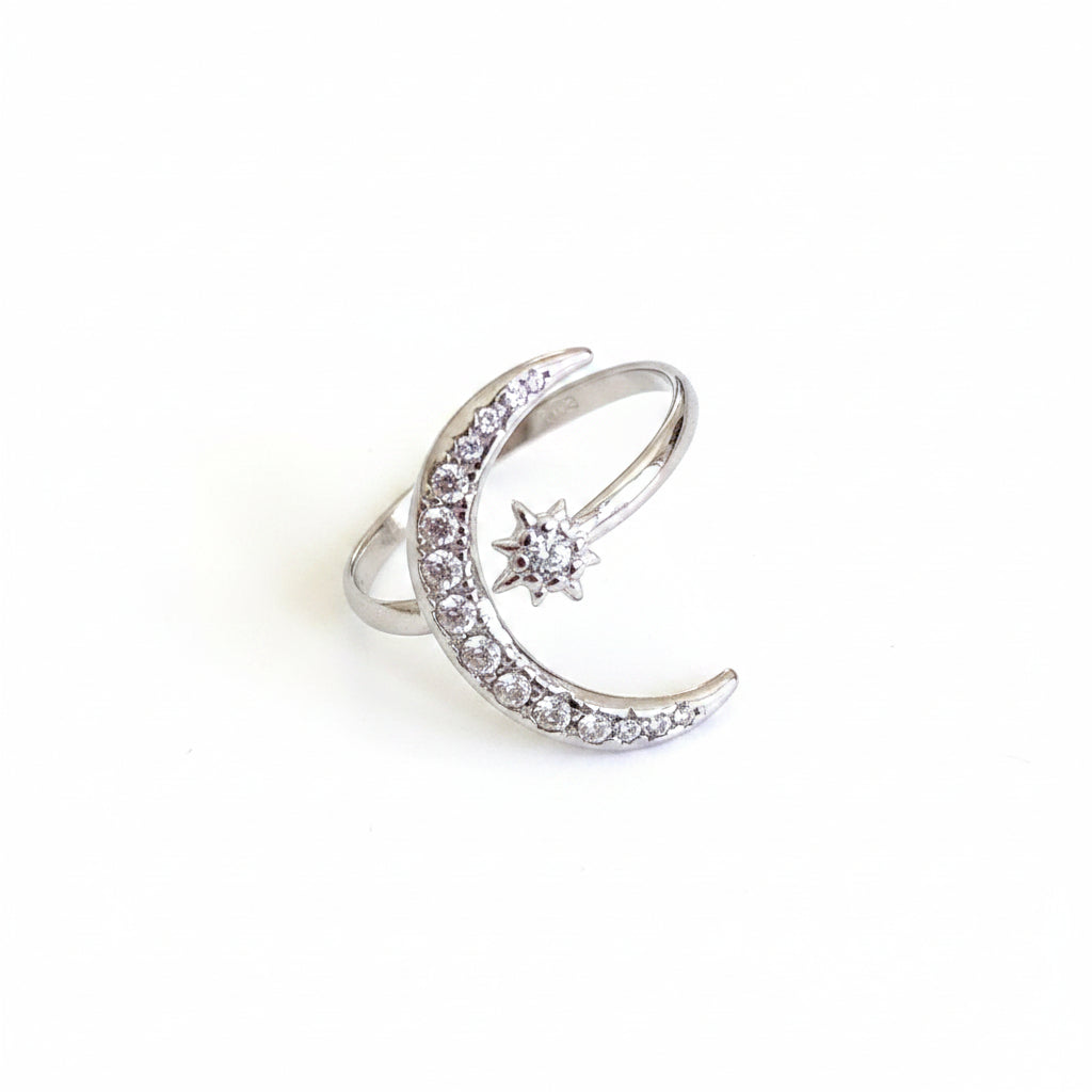 Bague argenté lune