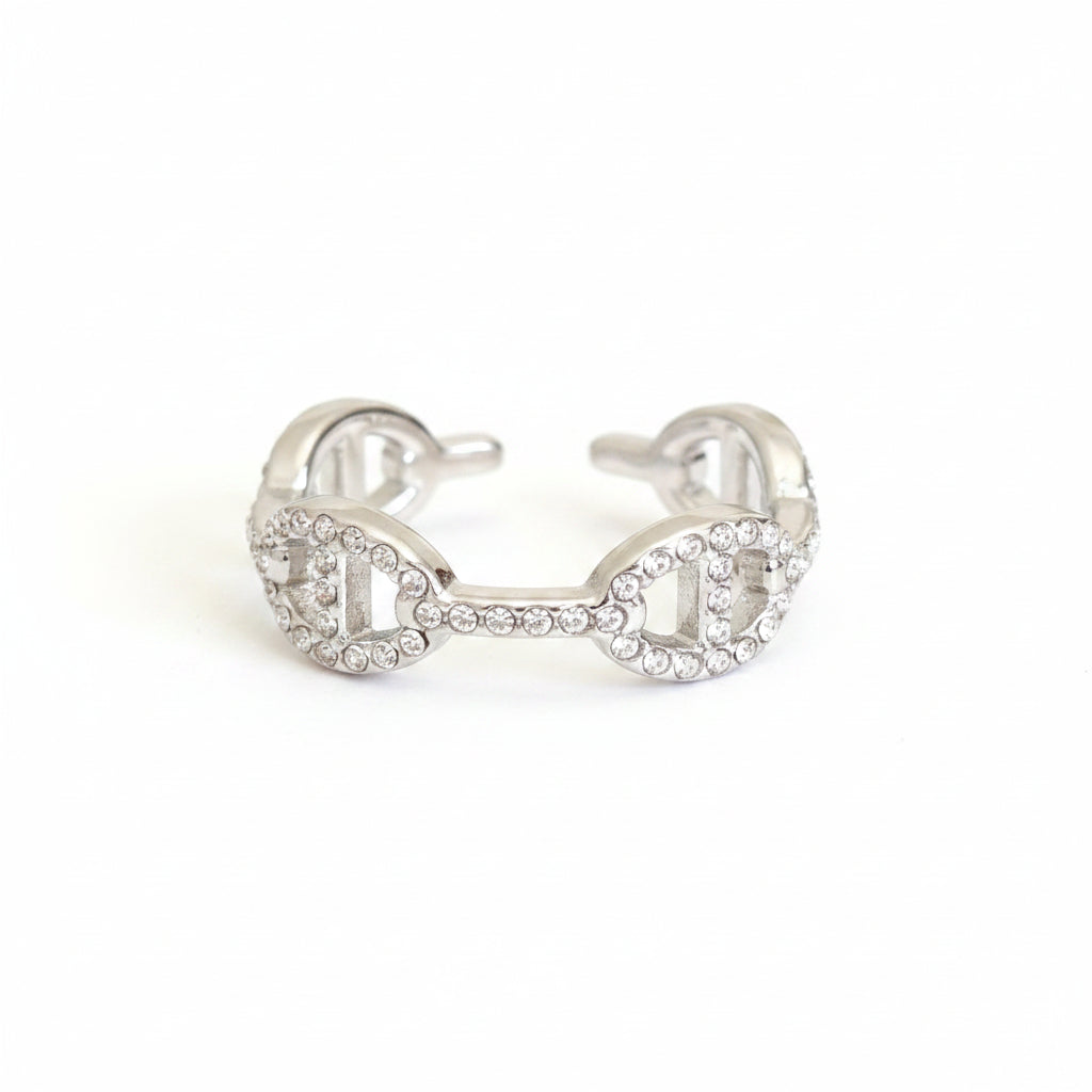 Bague argenté mailles marine✨
