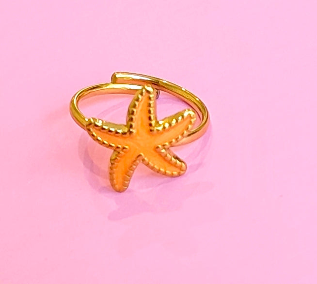 Bague dorée étoile de mer