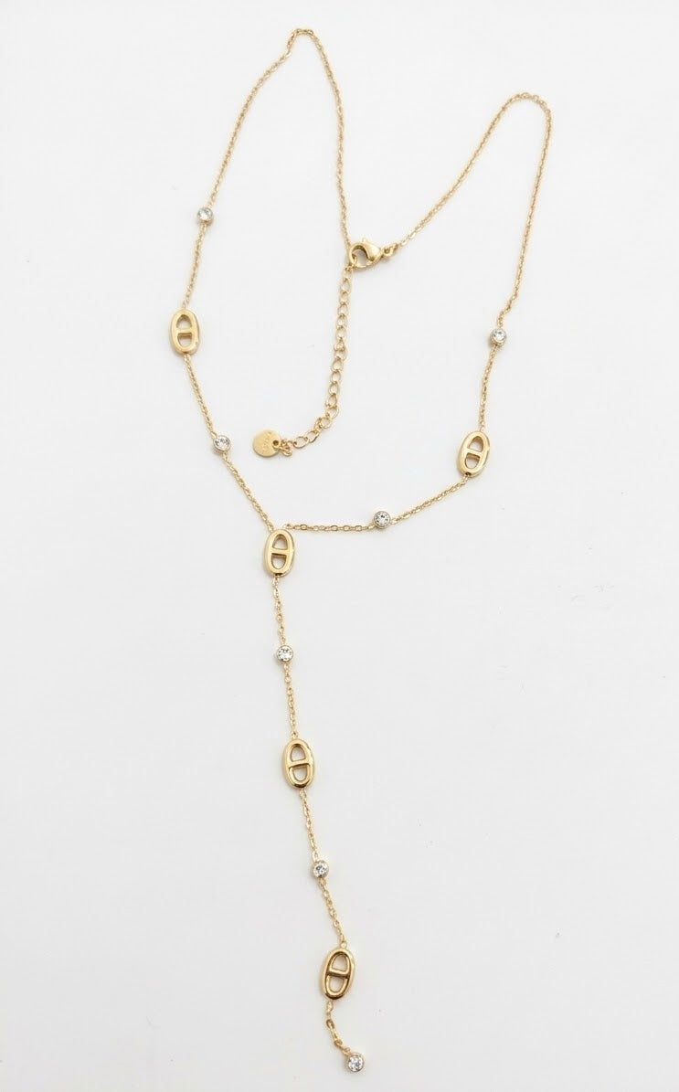 Collier doré mailles marine