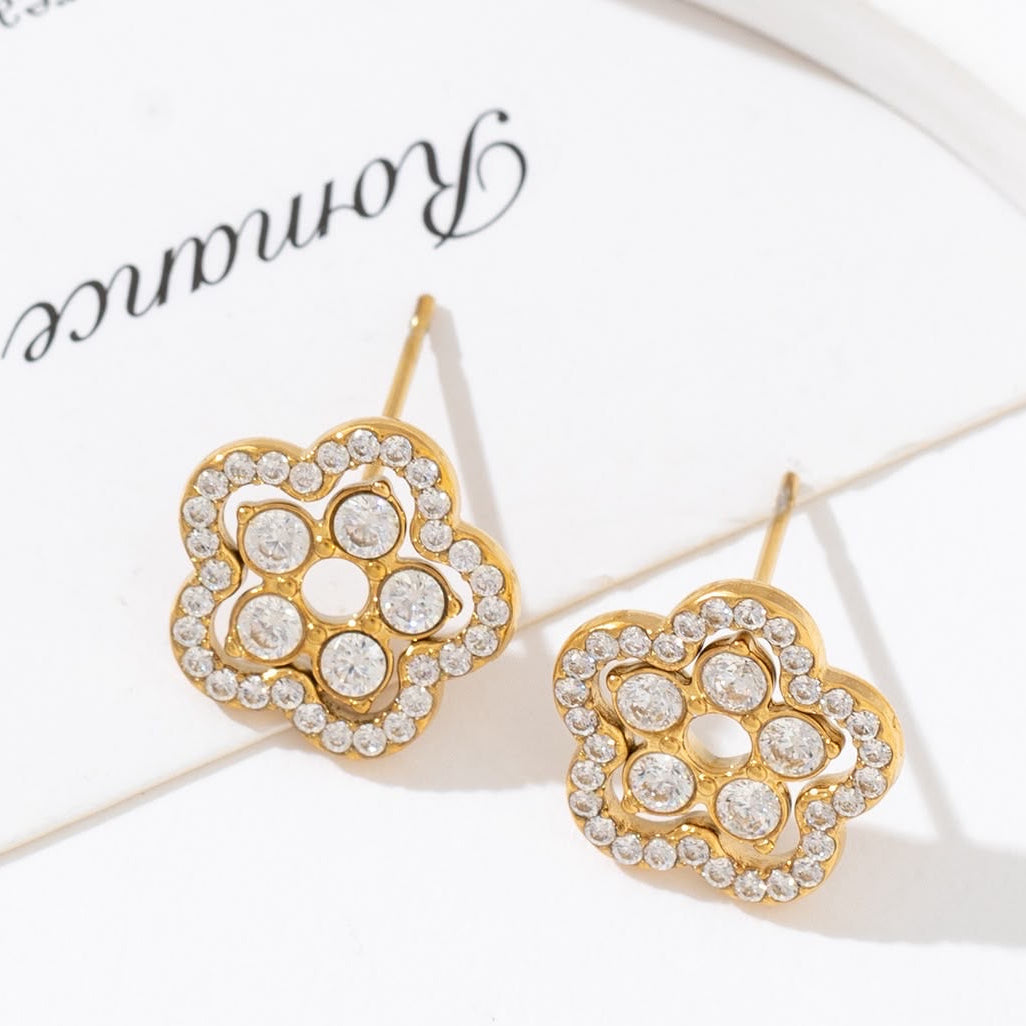 Boucles d'oreilles dorées fleurs 🦋✨