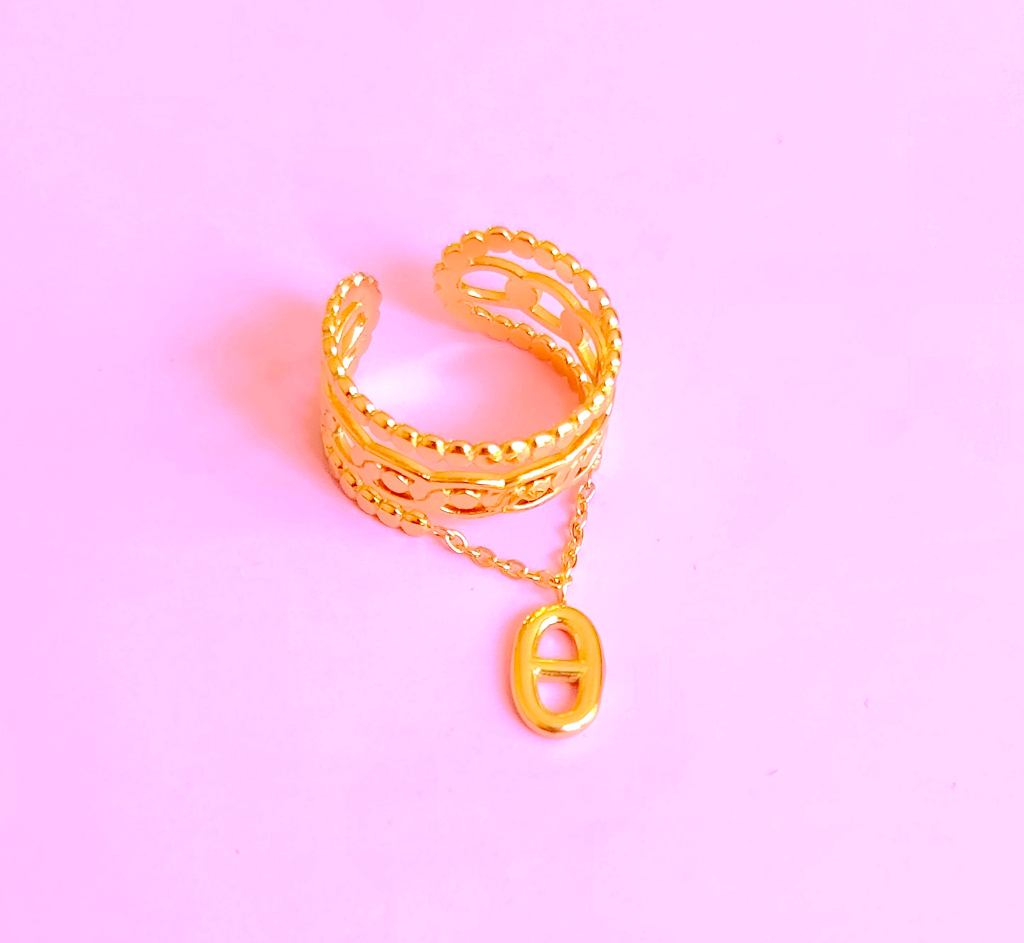 Bague dorée maille marine