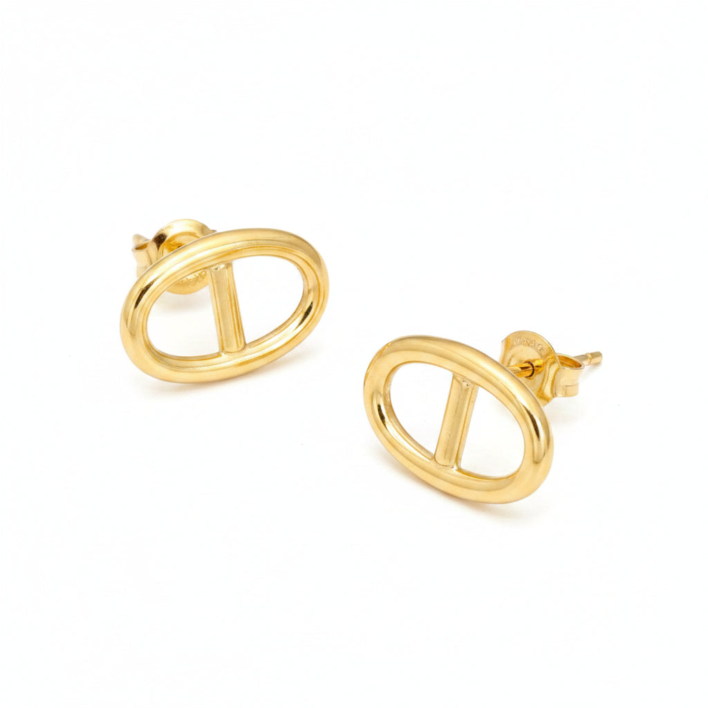 Boucles d'oreilles dorées mailles marine