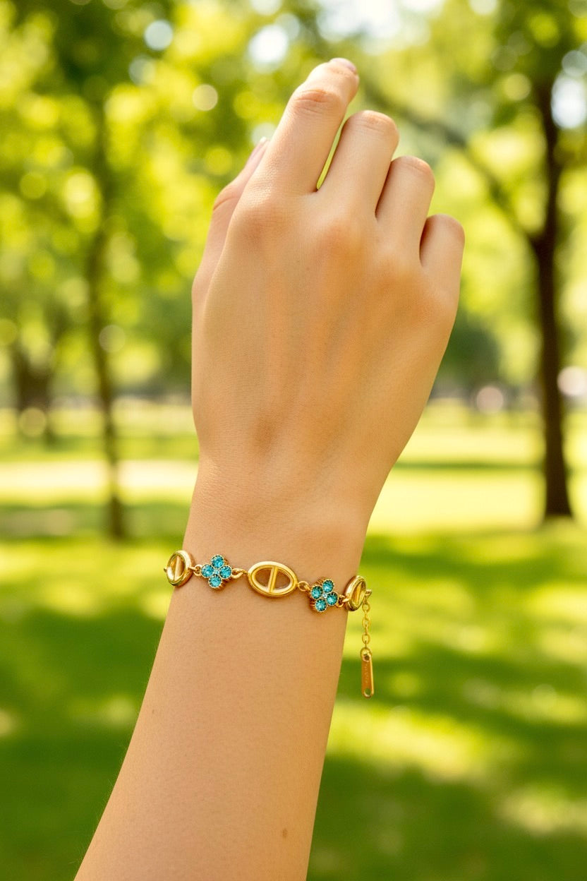 Bracelet doré mailles marine