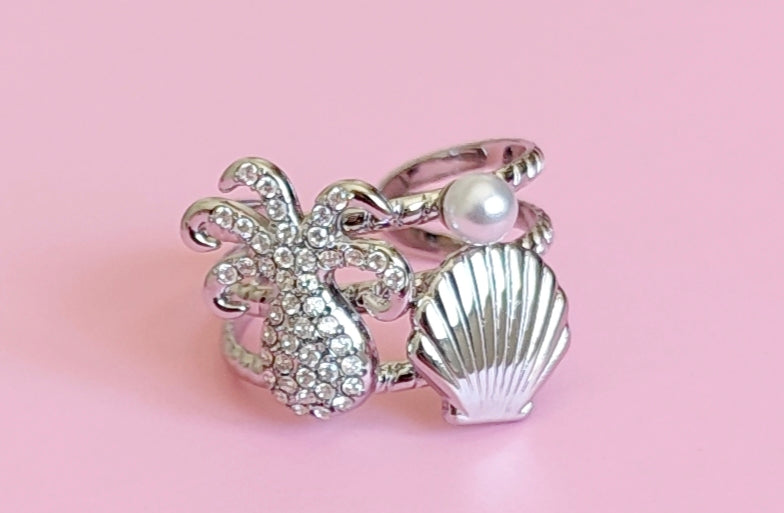 Bague argenté coquillage