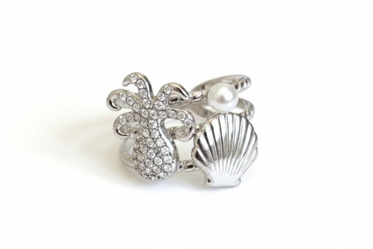 Bague argentée coquillage✨