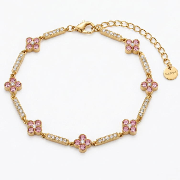 Bracelet doré fleurs
