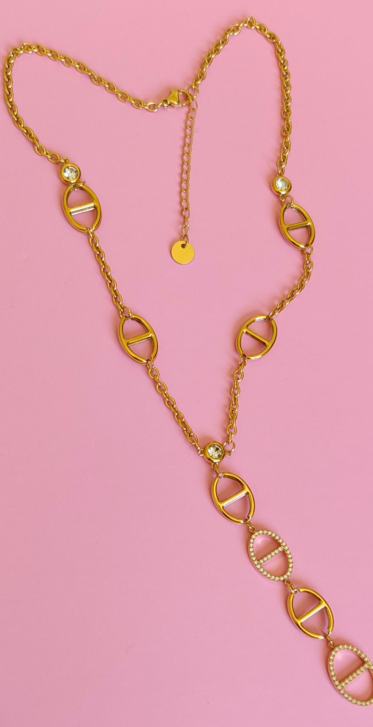 Collier doré mailles marine