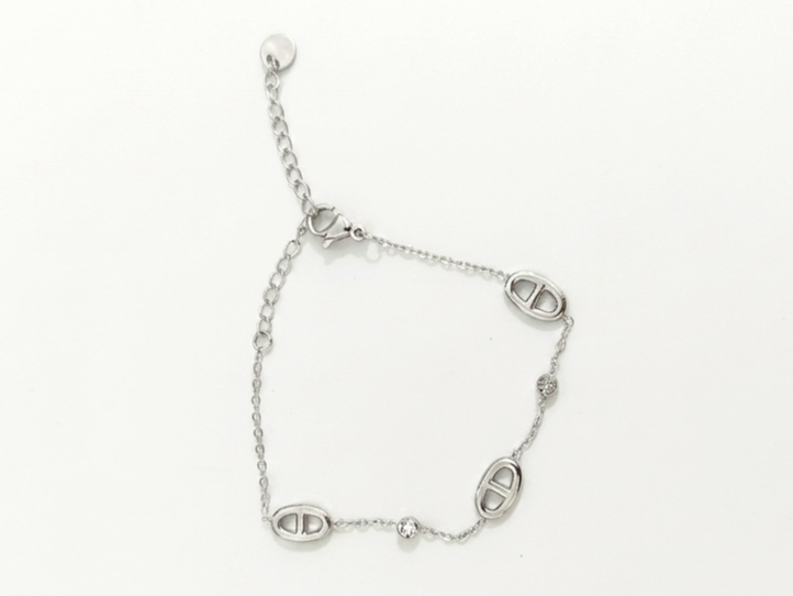 Bracelet argenté mailles marine