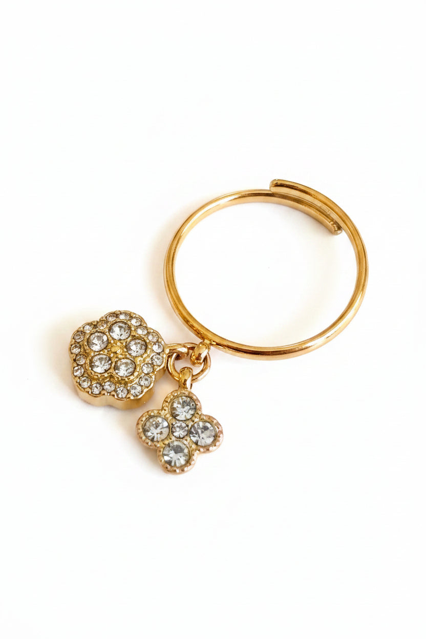Bague dorée fleurs