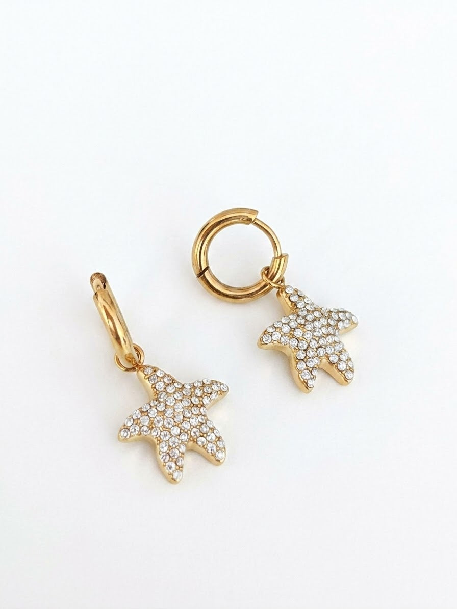 Boucles d'oreilles dorées étoiles de mer