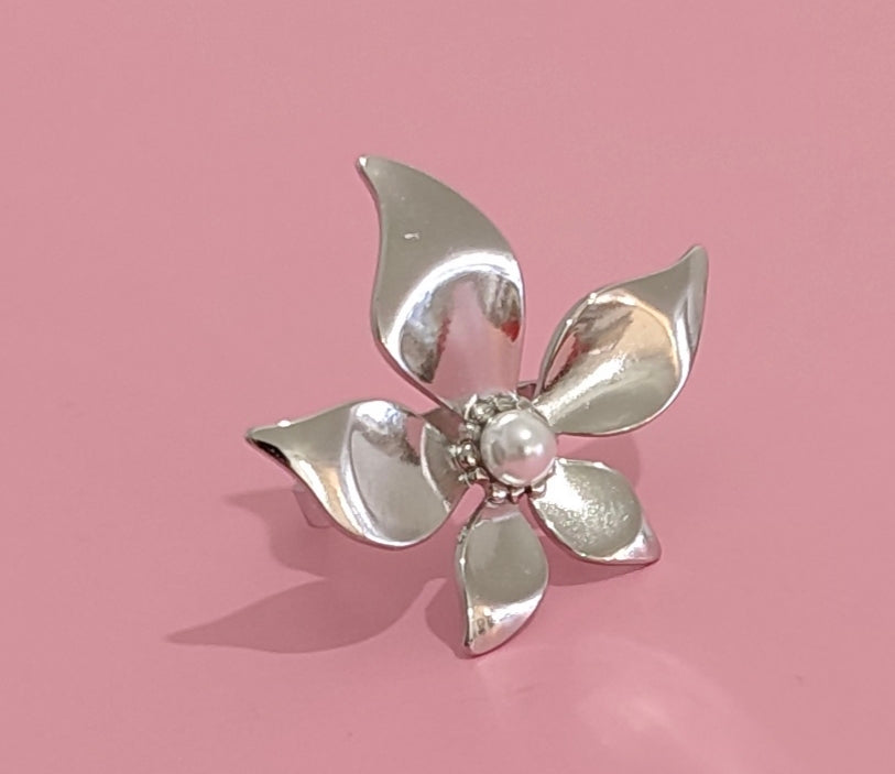 Bague argenté fleur