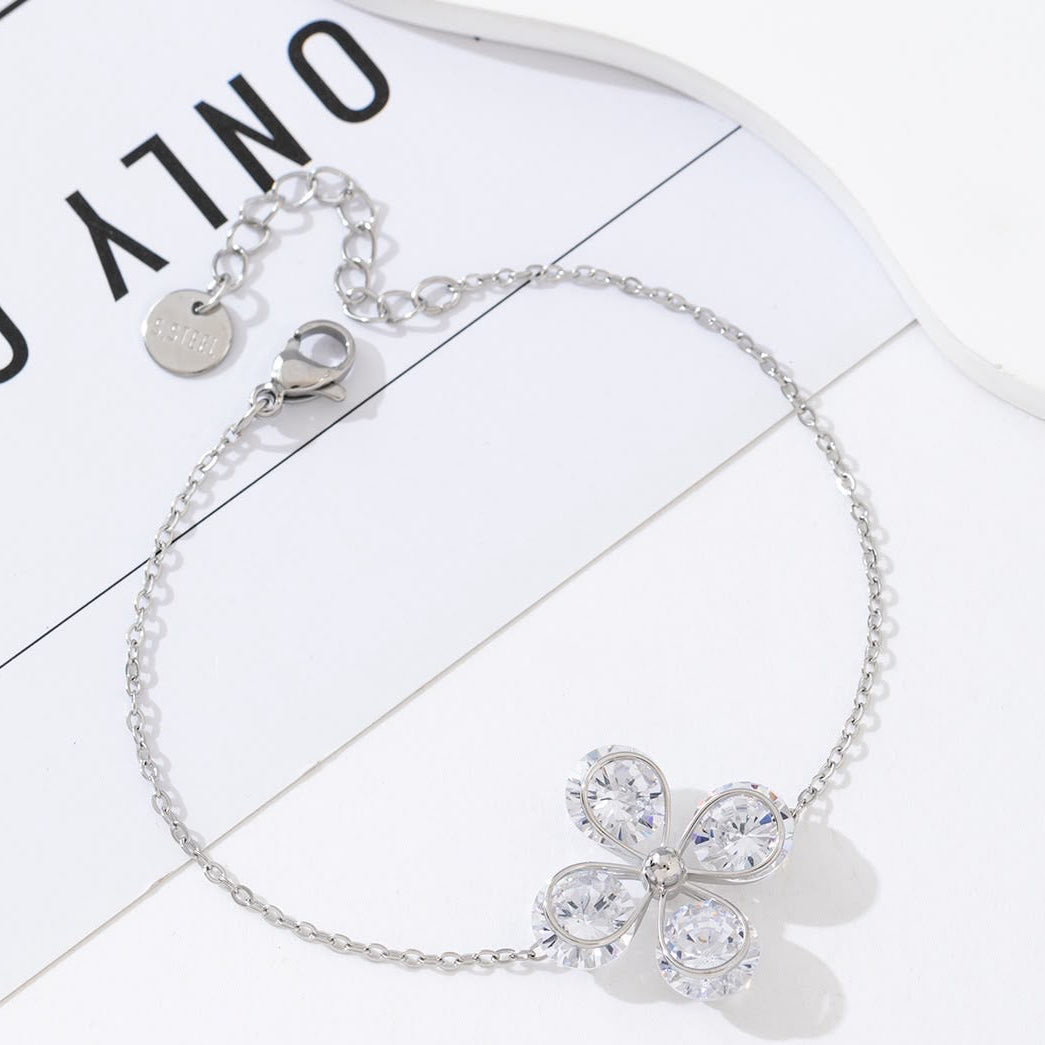 Bracelet argenté fleur