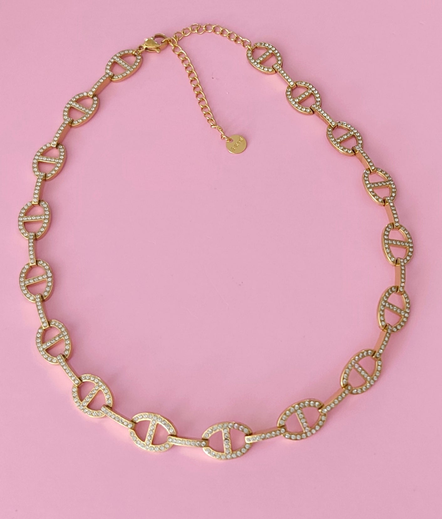 Collier mailles marine doré
