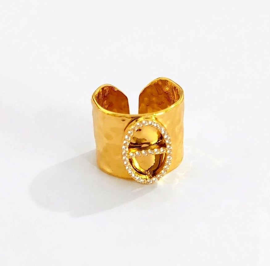 Bague dorée maille marine