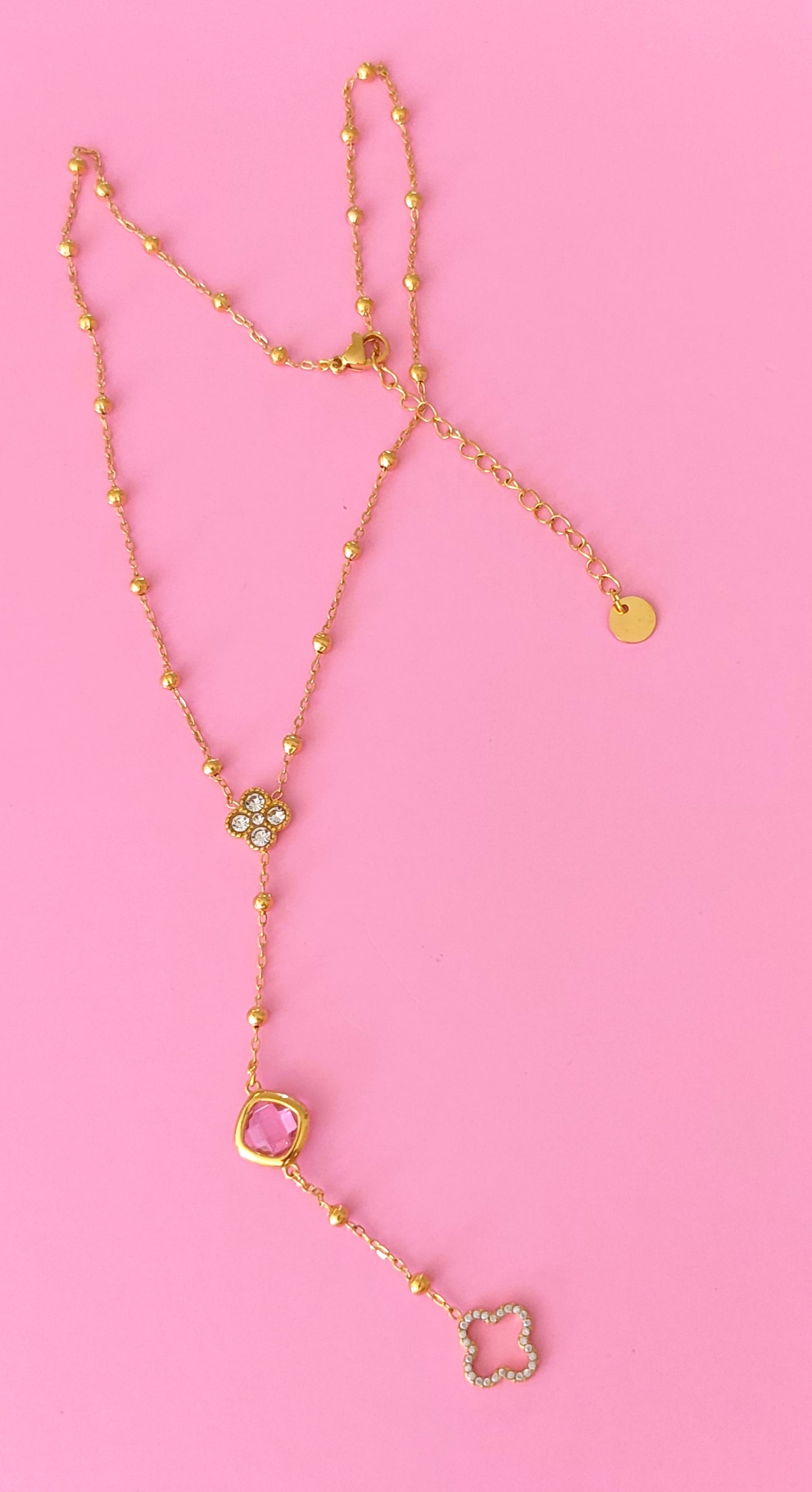 Collier doré et rose princesse