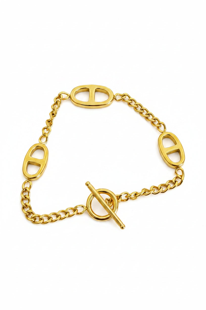 Bracelet doré mailles marine