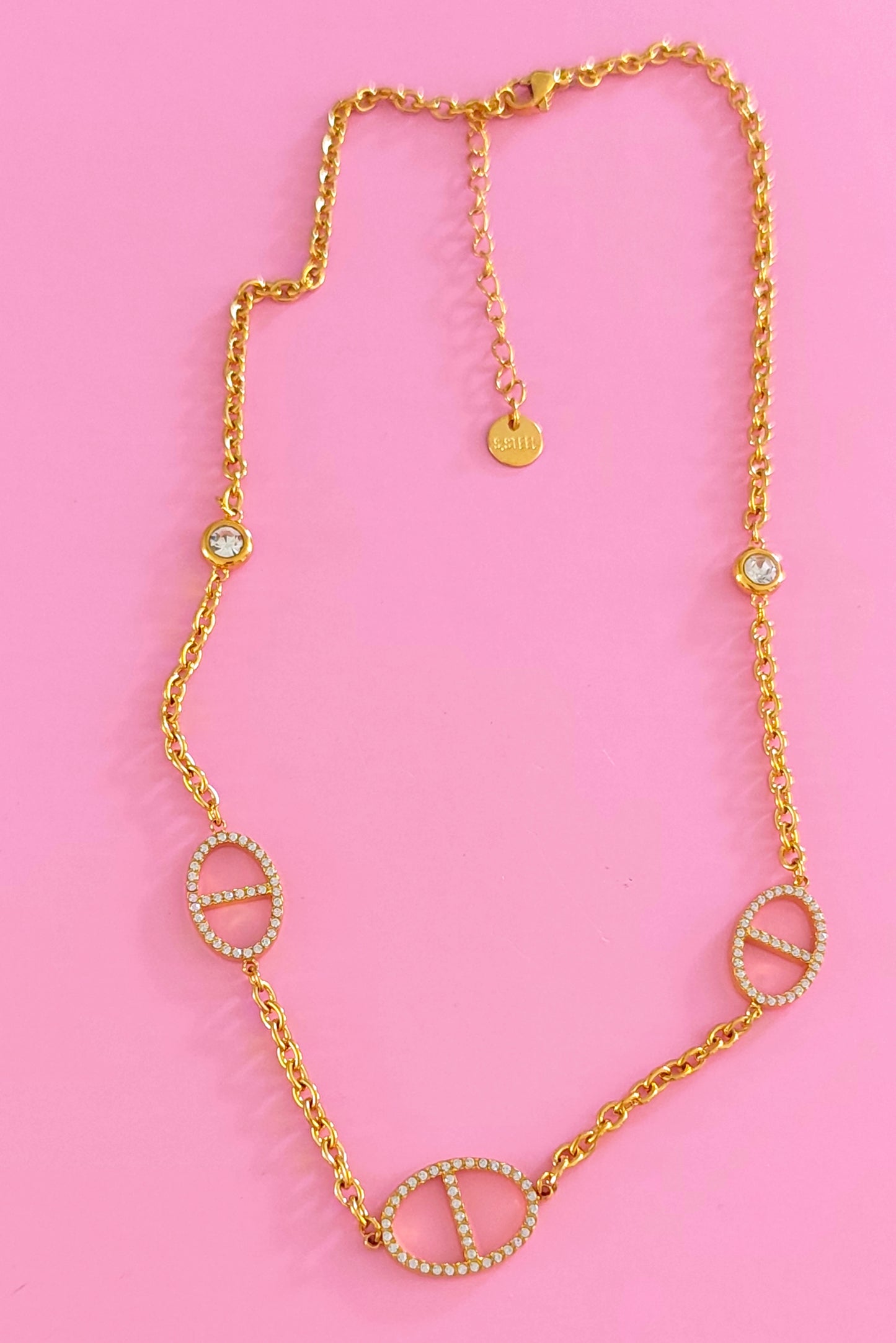 Collier doré mailles marine
