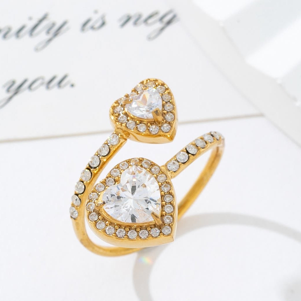 Bague dorée coeurs
