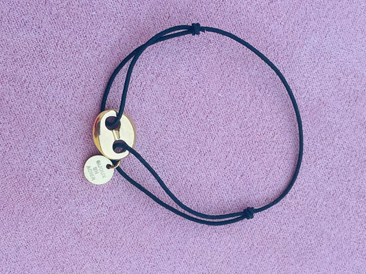 Bracelet doré cordon graines de café